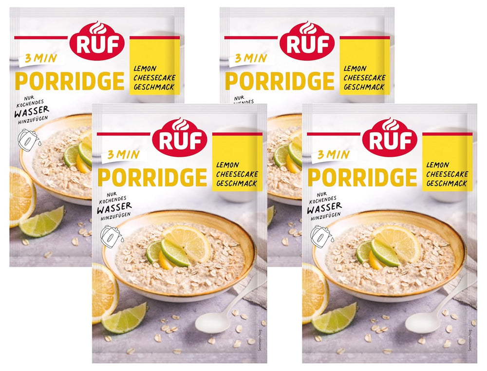 Gruau instantané RUF aux fraises et à la vanille, un repas d'été à base d'avoine prêt en 3 minutes, 1 sachet x 65g