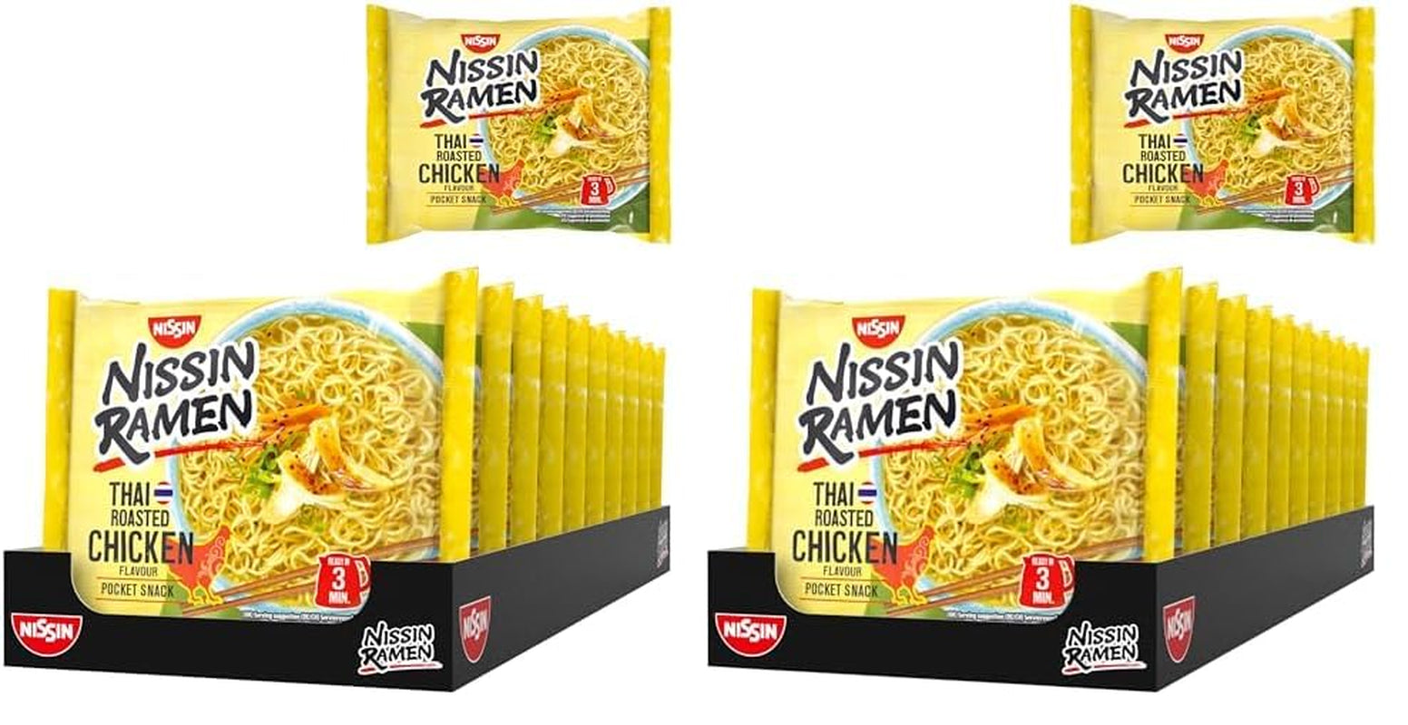 Nissin Ramen – Poulet au four thaïlandais, paquet de 10 nouilles instantanées de style asiatique, recette thaïlandaise, cuisine asiatique rapide et facile (10 x 65 g)