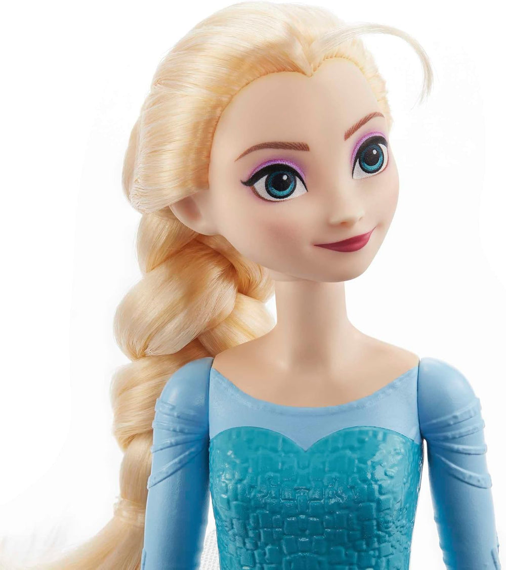 Elsa Mattel Disney Frozen Doll, Frozen Doll, Cheveux blonds combables, Positionnables, Chaussures détachables, Cadeaux Disney, Jouet à partir de 3 ans, HLW47