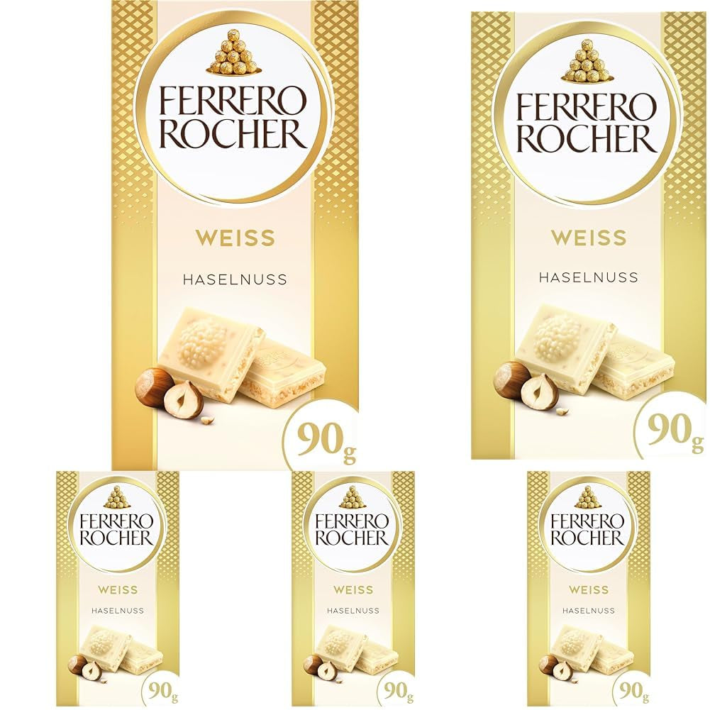 Barre Ferrero Rocher - Chocolat Blanc aux Noisettes - Cadeau de Saint Valentin pour Elle et Lui - 1 Barre de Chocolat x 90g