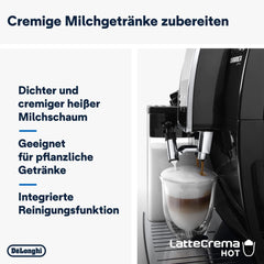 De'Longhi Dinamica Plus ECAM 370.70.B Machine à expresso entièrement automatique avec système de lait LatteCrema, cappuccino et expresso, écran tactile couleur TFT 3,5 pouces et contrôle par application, fonction café, noir