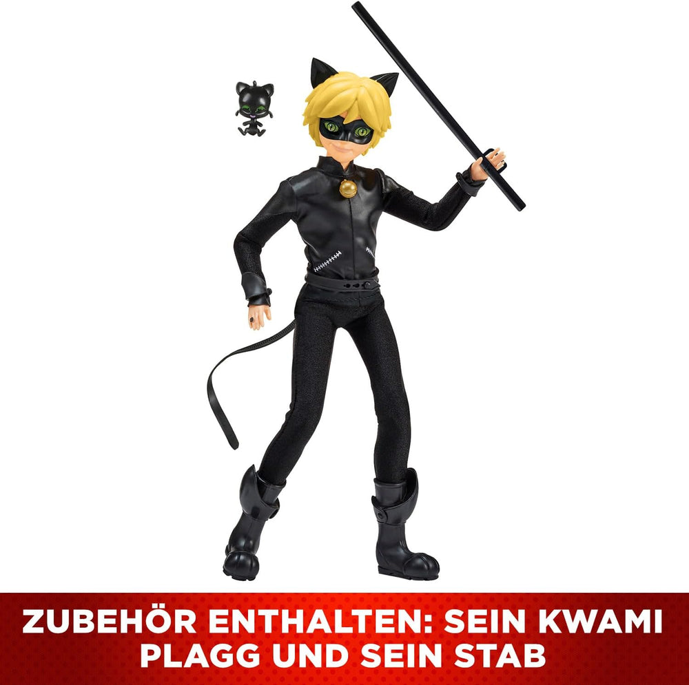 BANDAI - Miraculous Ladybug - Poupée mannequin 26 cm - Motan Noir - Sous licence officielle Miraculous - Poupée articulée Motan Noir - Jouet pour 4 ans et plus - P50002