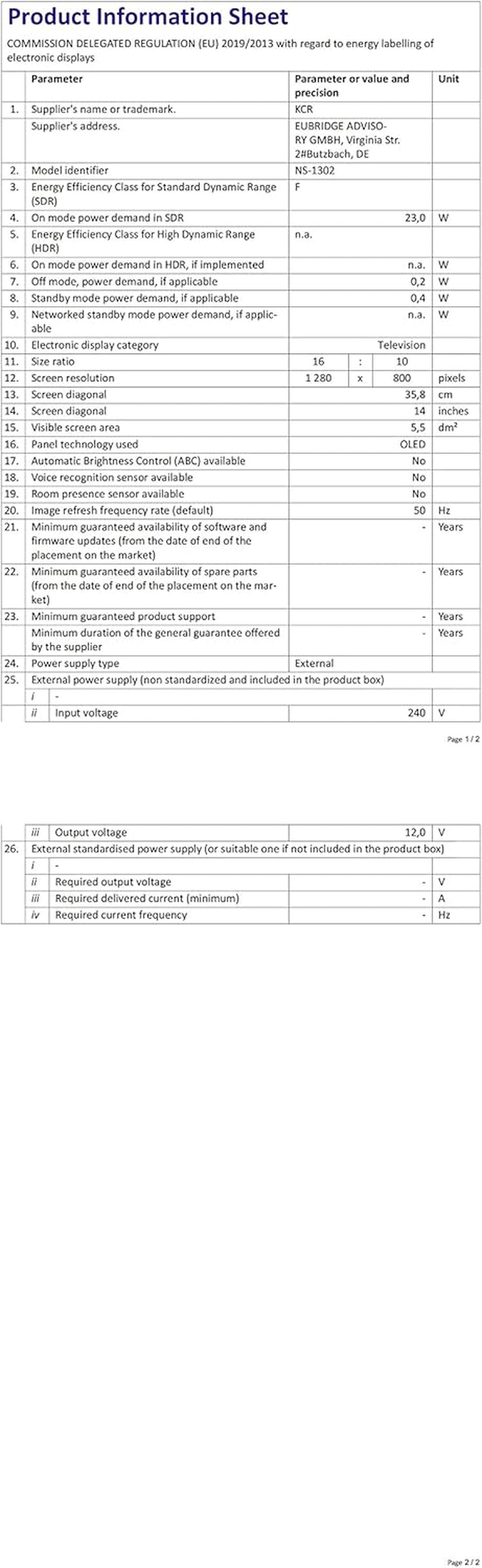 Televizor LED HD de 14 inch, televizor mic cu intrare HDMI, tuner digital încorporat/HDMI/USB/DC-12IN pentru dormitor, bucătărie, rulotă – telecomandă inclusă