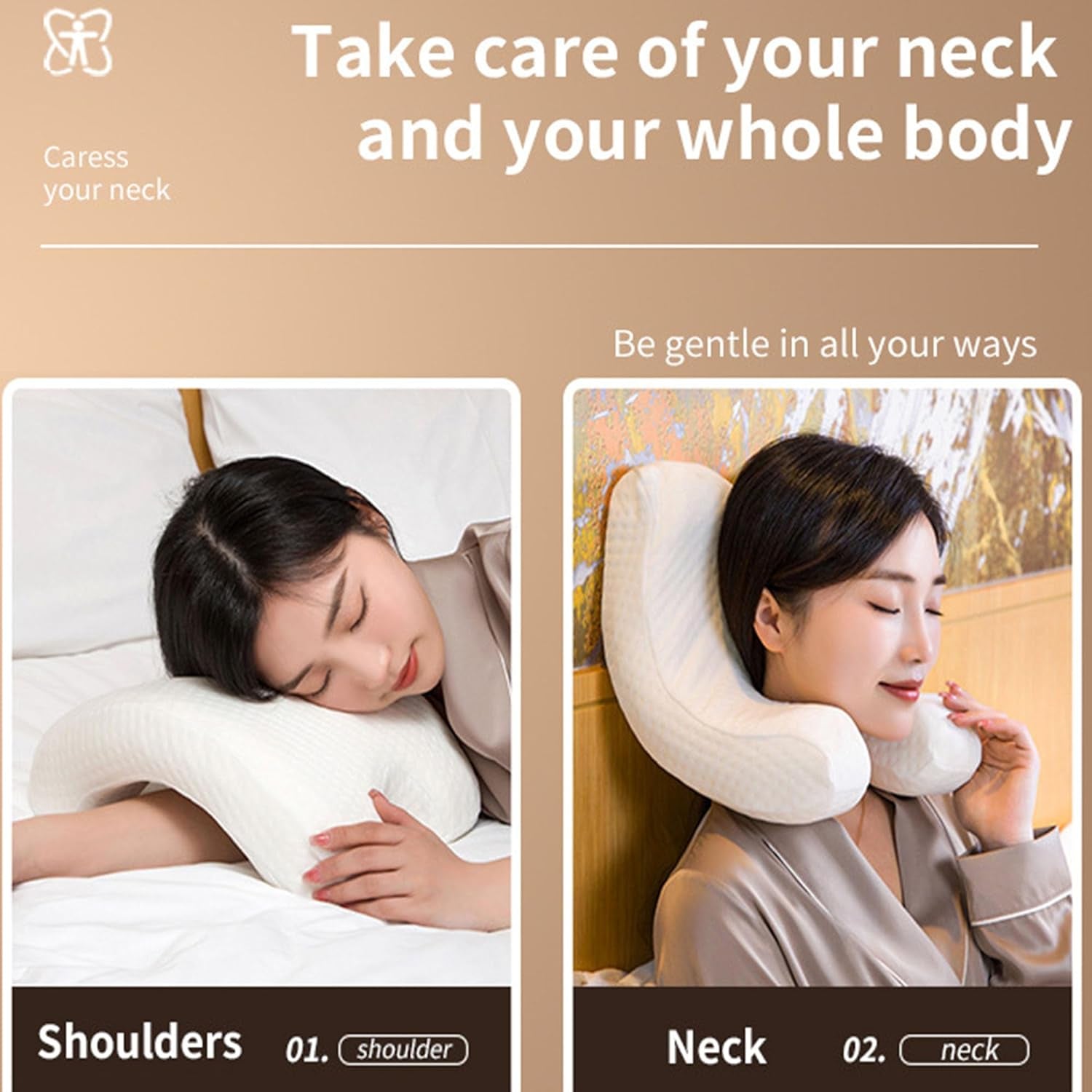 MINGZE Oreiller multifonctionnel en mousse à mémoire de forme, oreiller cervical en forme de U, oreiller de sommeil à rebond lent, oreiller à pression de rebond, oreiller en soie glacée pour la protection des mains et du cou, oreillers orthopédiques cervicaux Naty Shop