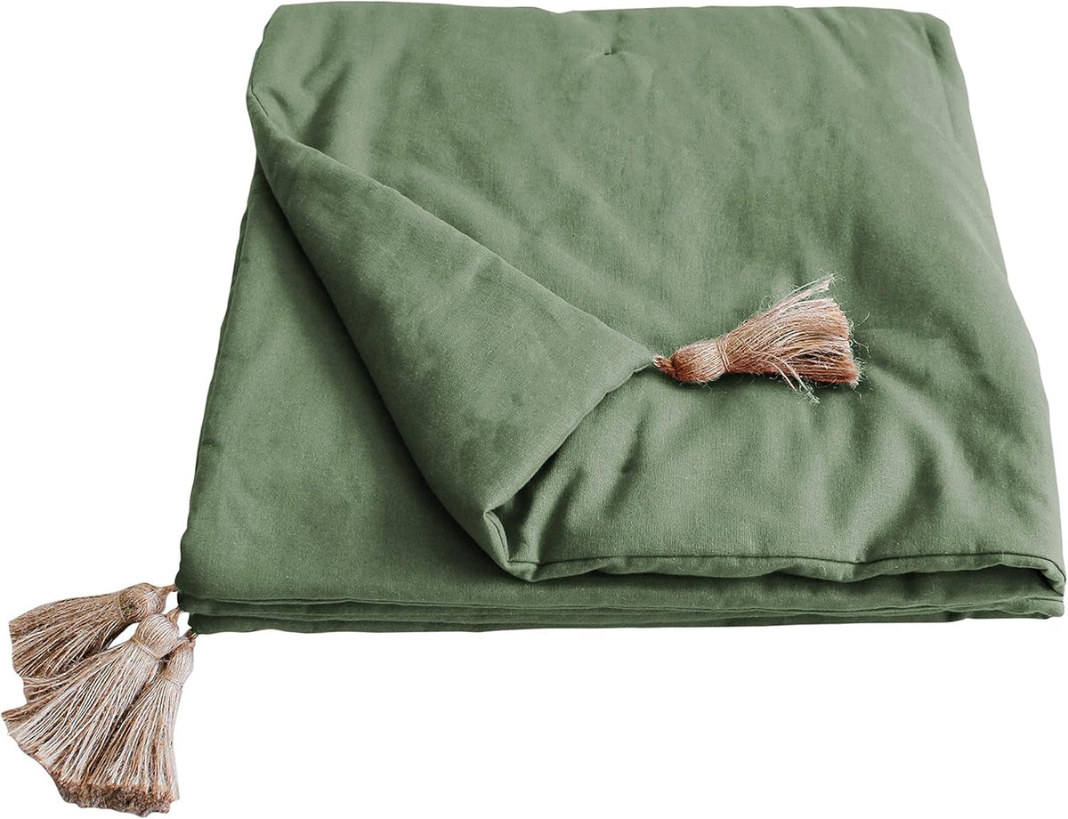 Couette avec 4 pompons, jute, 90 X 190 Cm, argile, 2007AGCHLJT090190, 90 X 190 Cm Couettes et quilts Naty Shop Salutations