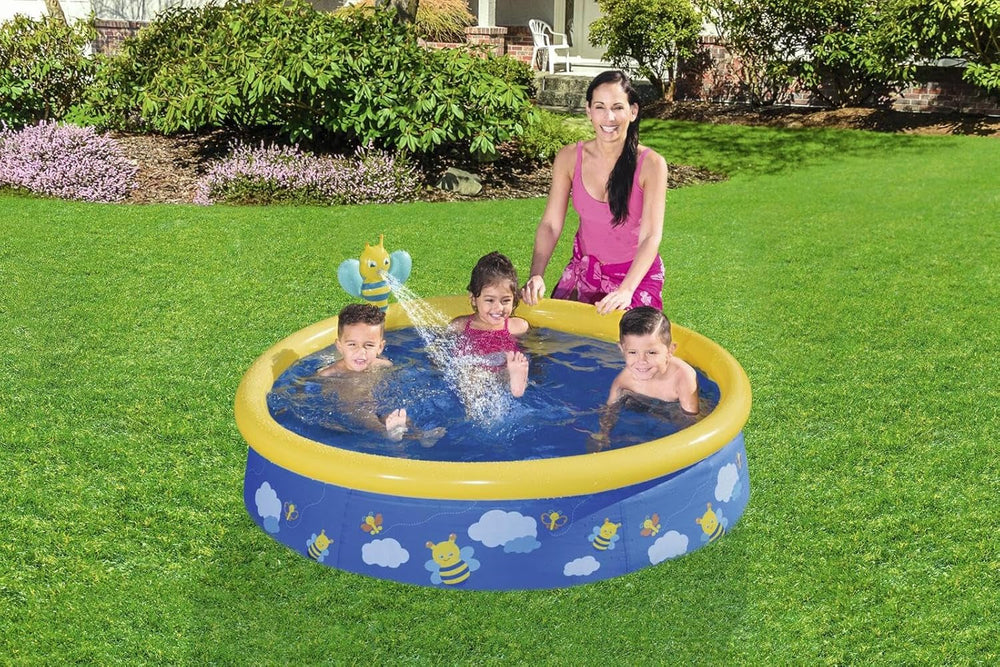 Piscină Bestway Fast Set cu pulverizator de apă, 477 L, multicoloră, 152 x 152 x 38 cm
