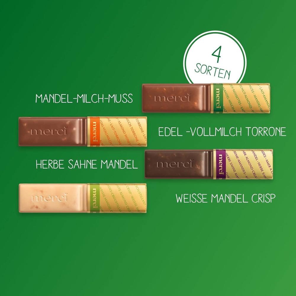 merci Variété Amandes Croquantes Finest Selection – 1 x 250 g – Spécialités raffinées aux noix et au chocolat – Pralinés fourrés et non fourrés