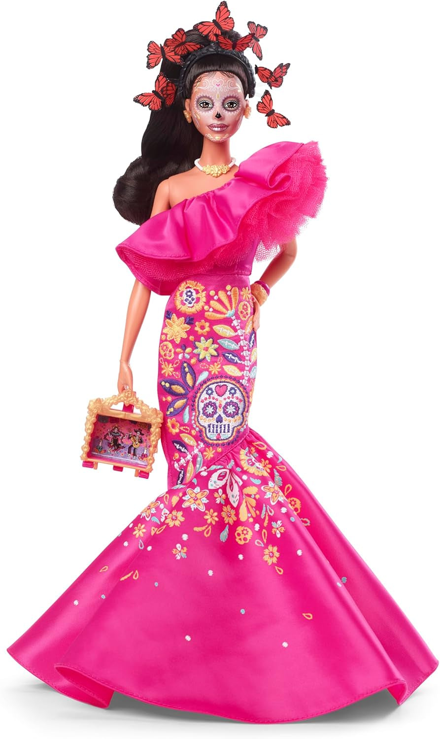 Poupée Barbie Day of the Dead - Édition limitée avec robe et bijoux traditionnels, comprend un support et un certificat de collectionneur, pour les collectionneurs et les fans à partir de 6 ans, HJX14