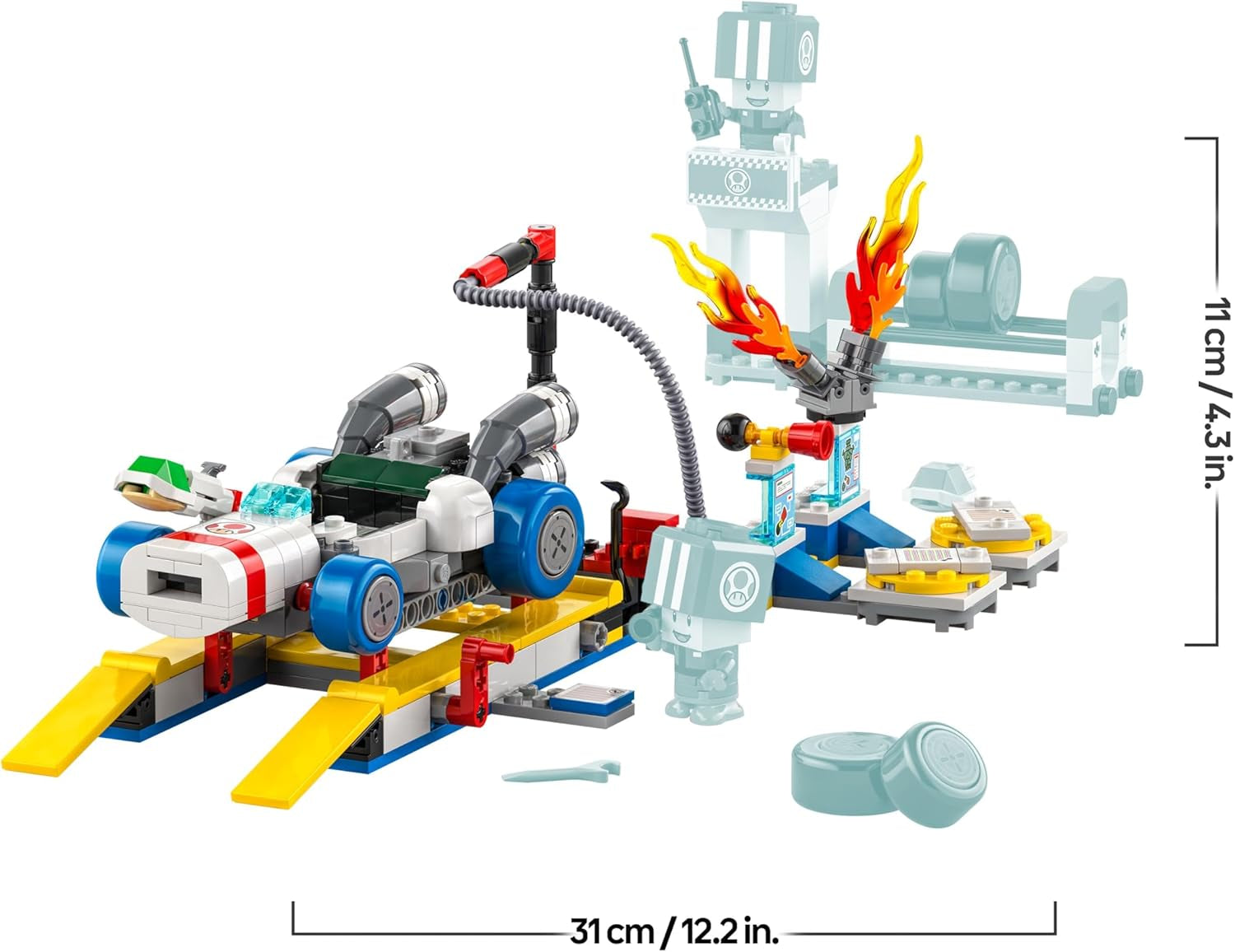 LEGO Super Mario : Mario Kart – Ensemble de garage de Toad, jouet mécanique Nintendo avec 2 figurines de personnage de crapaud bleu pour un jeu indépendant, cadeau d'anniversaire pour garçons, filles et joueurs âgés de 8 ans et plus 72035