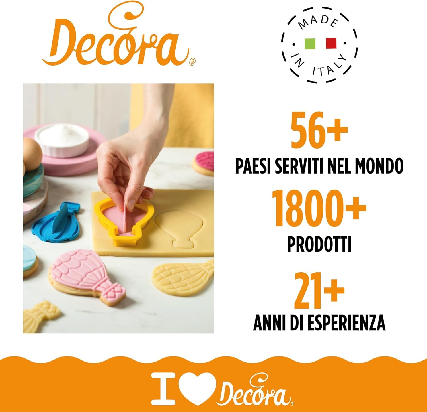 0255035 Découpeurs et marqueurs de montgolfières en plastique 3D, ensemble idéal pour les décorations en pâte à sucre ou en gumpaste, fabriqué en Italie, design original. Paquet de