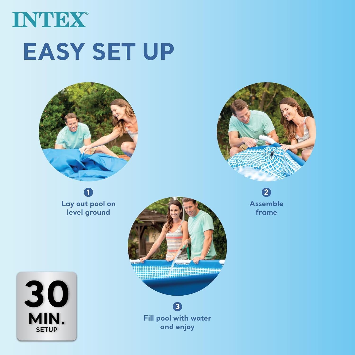Intex 28271NP - Piscine hors sol rectangulaire avec cadre, 2282 L, acier et PVC, bleue, 260x160x65 cm