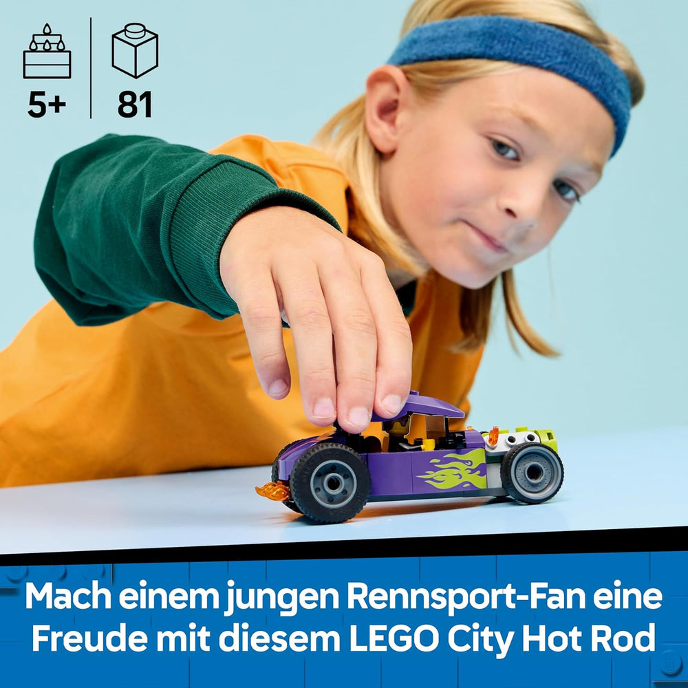 LEGO City Hot Rod - Jouet de voiture de course avec figurine de pilote et toit pliant - Ensemble de construction de motricité fine - Petite idée de cadeau d'anniversaire pour les garçons de 5 ans et plus - 60485