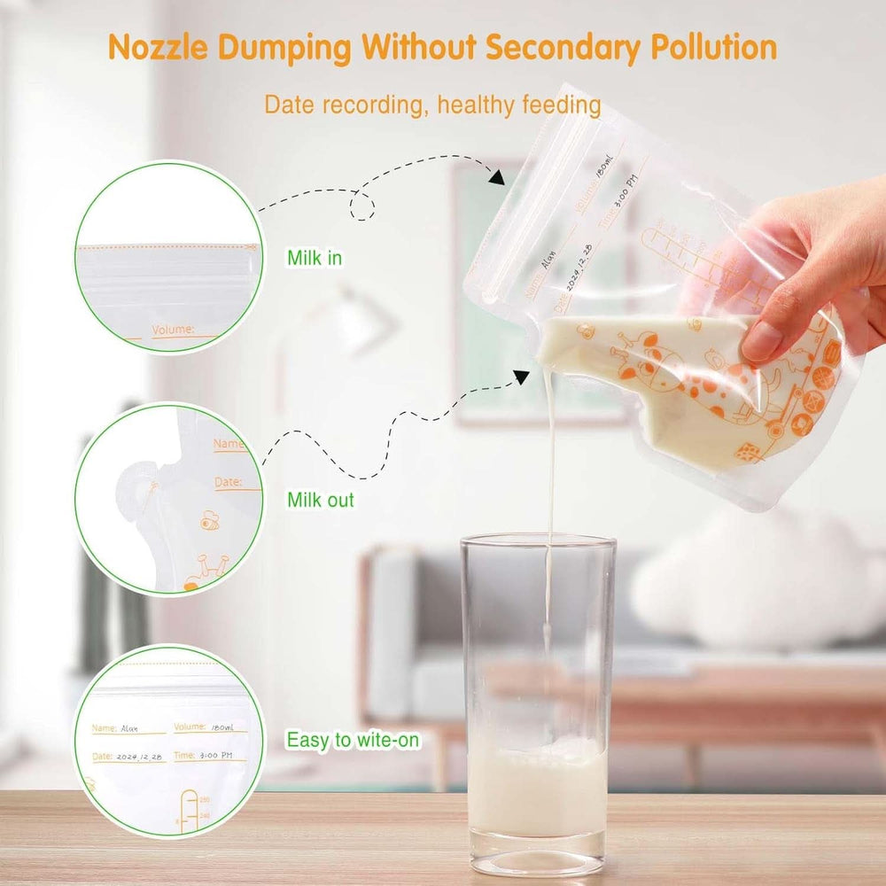 Vinabo 50 Stück Muttermilchbeutel, 250Ml sans BPA Muttermilchbeutel Sachet, Milchbeutel Für Muttermilch Mit Ausgießer Für Das Stillen, Selbststehender, Kann Eingefroren Werden, Vorsterilisiert Accessoires Alimentation et Allaitement Baby Naty Shop