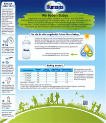 Humana Initial Milk 1, dès la naissance, lait en poudre pour lait infantile, en complément du lait maternel ou comme aliment unique pour bébé, aliment initial uniquement avec DHA et lactose, 750 g Mère et Enfant Naty Shop