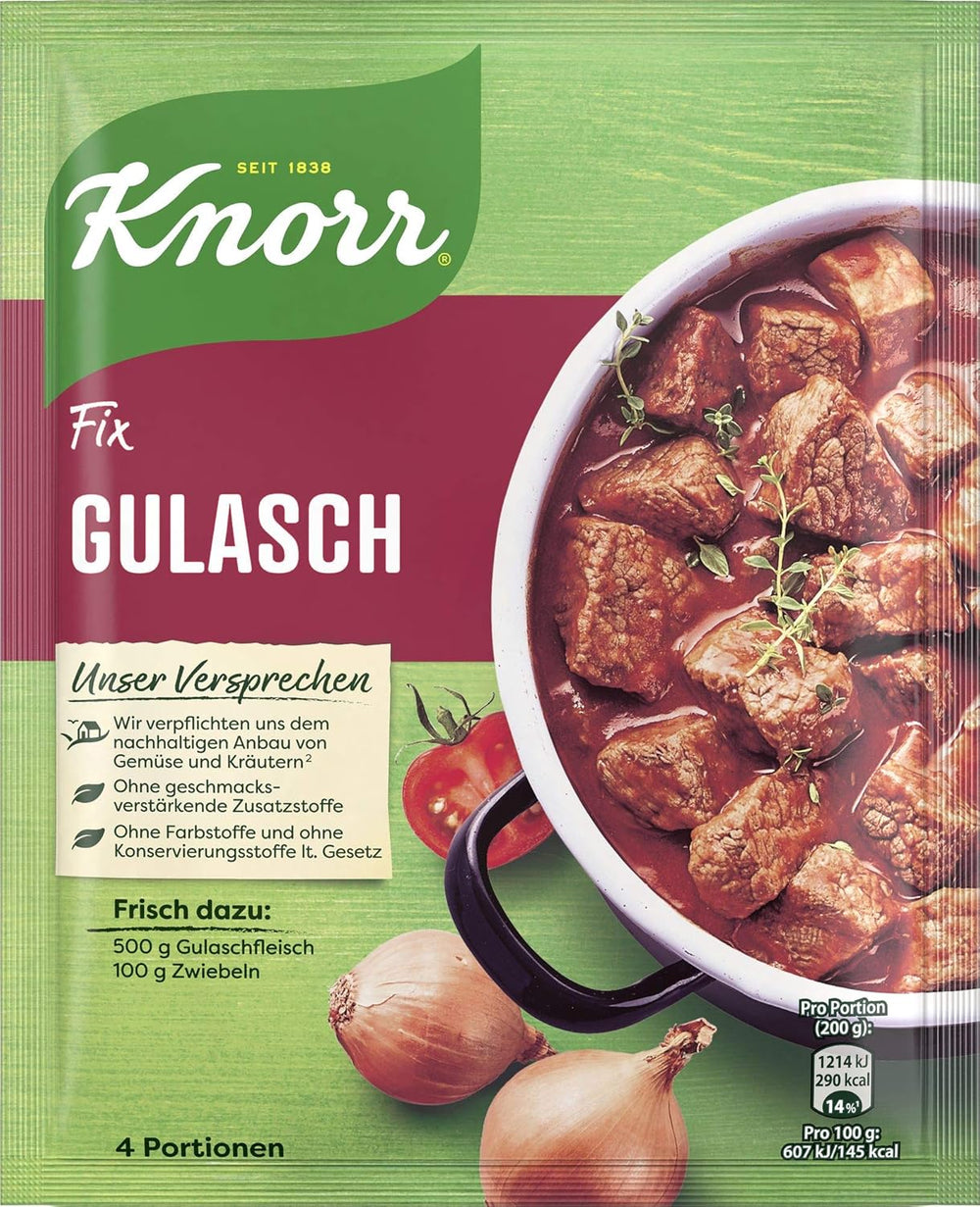 Knorr Fix Würzmischung Paprika-Gulash pour un leckeres Fleischgericht avec des ingrédients naturels 4 portions