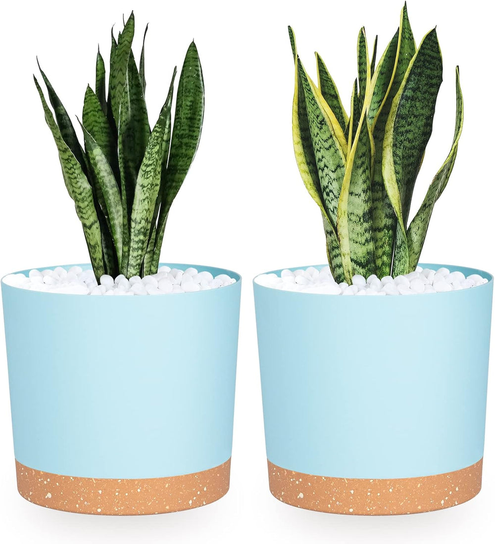 Lot de 2 pots de fleurs de 12,7 cm, pots de fleurs d'intérieur avec trous de drainage et base amovible, soucoupes décoratives modernes pour jardinières d'extérieur (blanc 12,7 cm)
