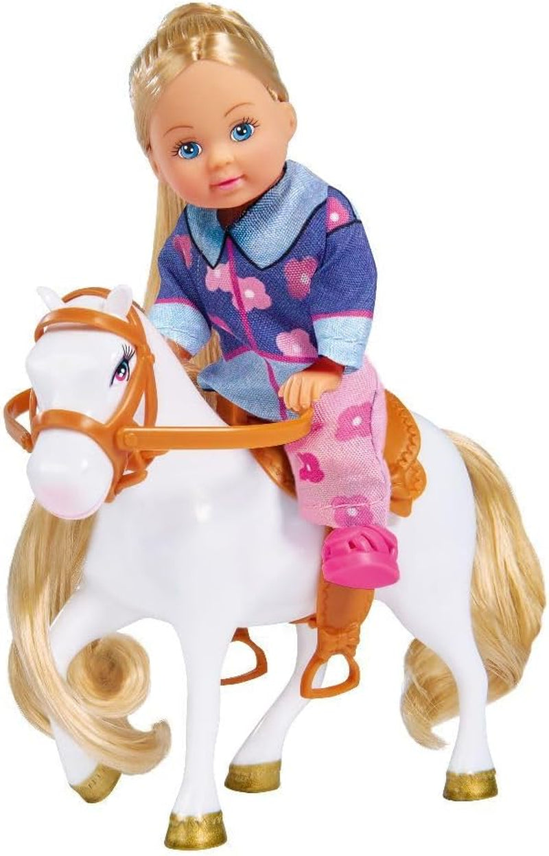 Simba 105737460 - Remorque à chevaux Evi Love Evi avec jeep rose, pendentif cheval et poney violet, poupée à habiller, 12 cm, pour enfants à partir de 3 ans Poupées Naty Shop
