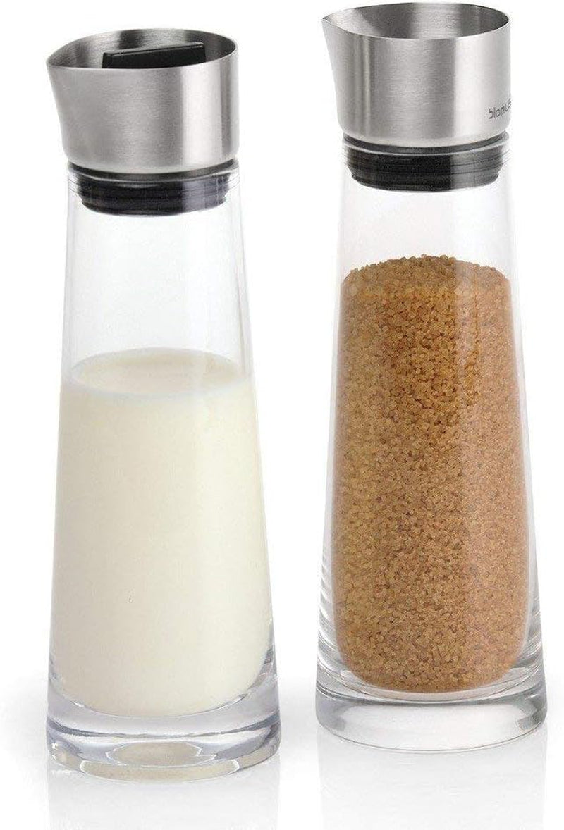 blomus -MACCHIATO- Service à sucre et crème en verre, capacité 180 ml, couvercle en acier inoxydable, pour thé et café, finition de haute qualité, aspect exclusif (H/L/P : 17 x 5,4 x 5,4 cm, Transparent, 63510)