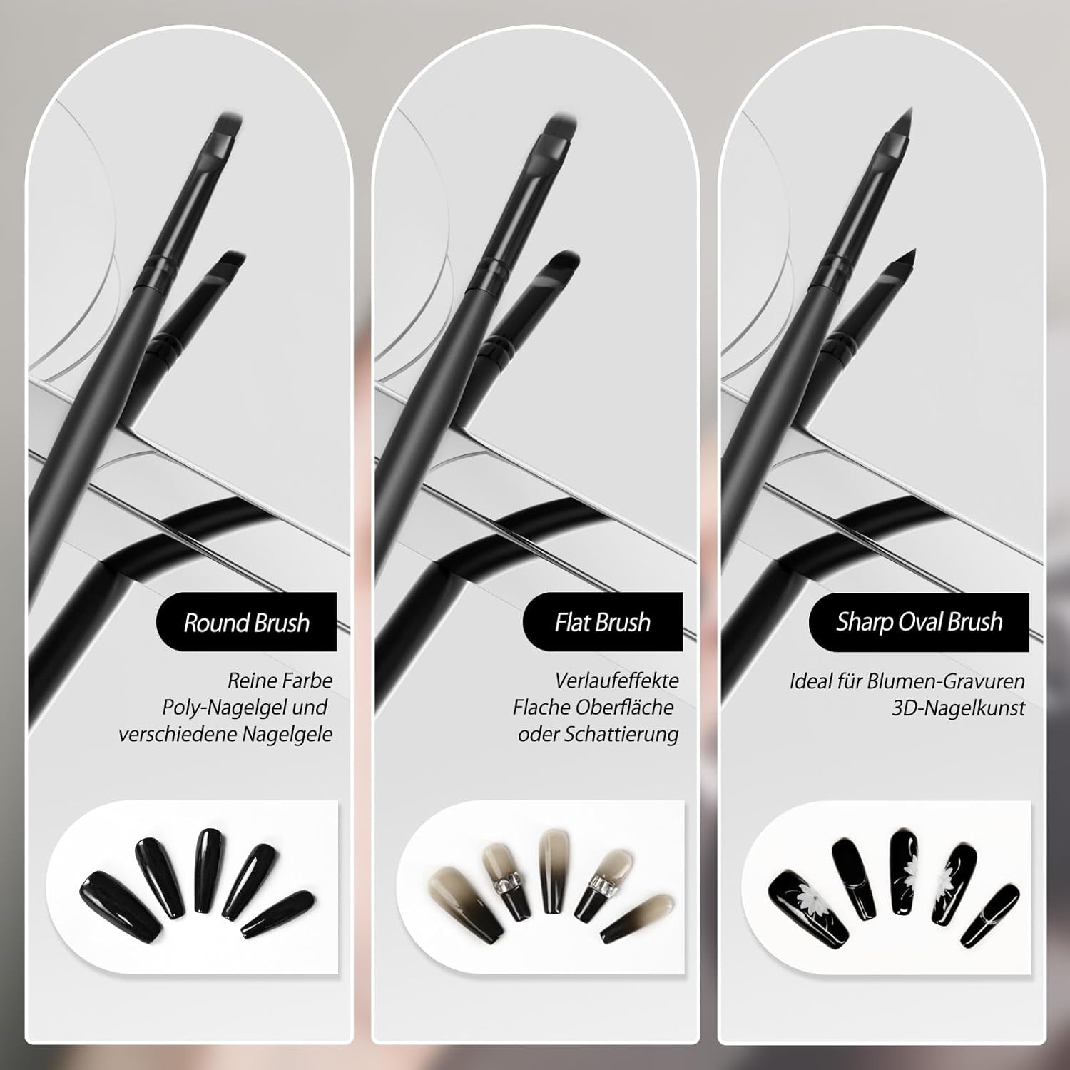 Nagel Pinsel 8 pièces Pinsel pour Gel Vernis, Nageldesign Gel Pinsel Dotting Painting Line Pen pour Nagelack Gel Acryl Nagel Pinsel Nailart Kit Acryl Pinsel Fineliner Nägel Selber Machen