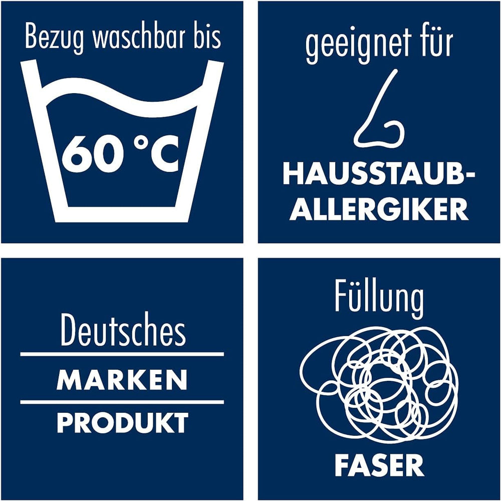 Oreiller Irisette Noblesse - Fabriqué en Allemagne - Oreiller déhoussable en pur coton, 80 X 80 cm, certifié Oeko-Tex Oreillers standards Naty Shop