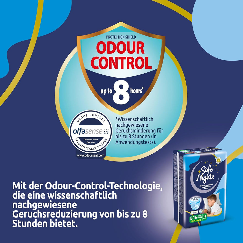 Safe Nights Boy, pantalon de nuit pour 8-16 ans (30-50 kg), 84 pièces