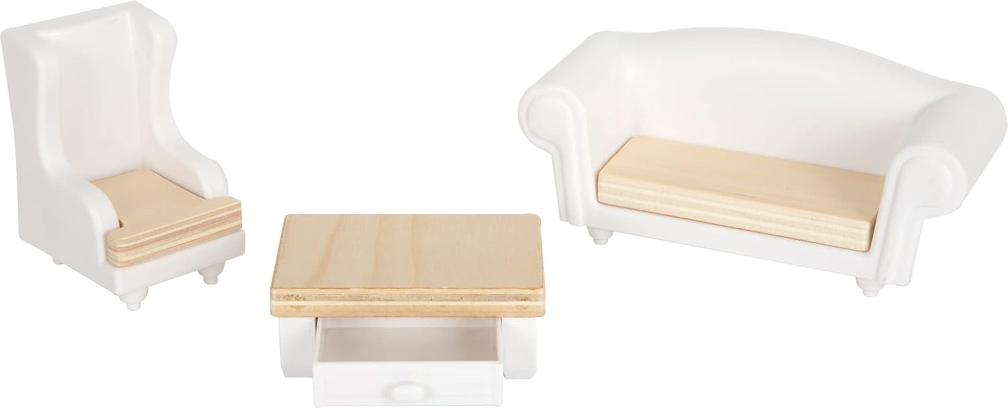 Small Foot Maison de poupée en bois à 3 étages avec façade ouverte et 12 meubles pour 3 ans et plus 11802 Blanc Gris