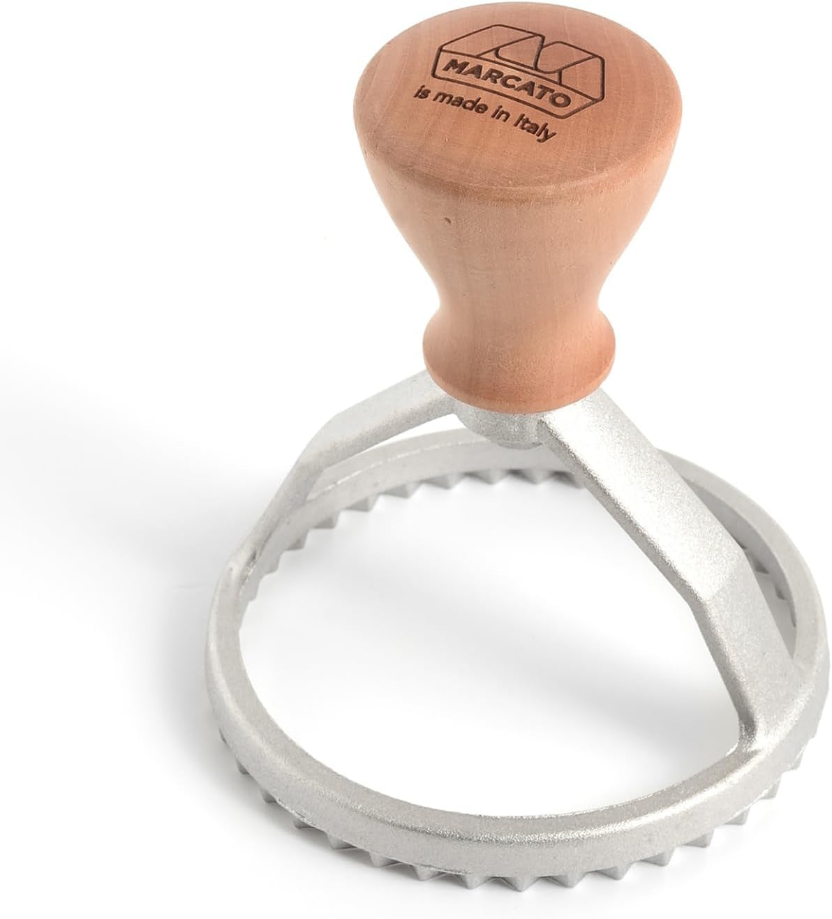 Marcato Machine à raviolis et biscuits, machine à raviolis, emporte-pièces, bois massif et fonte d'aluminium, fabriqué en Italie, tampon rond 80 mm