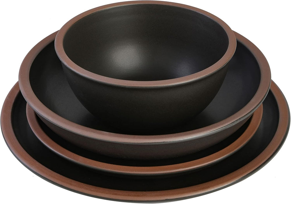 Lagos Coupe Geschirrset, Service für 4 Personen (16 Stück), noir
