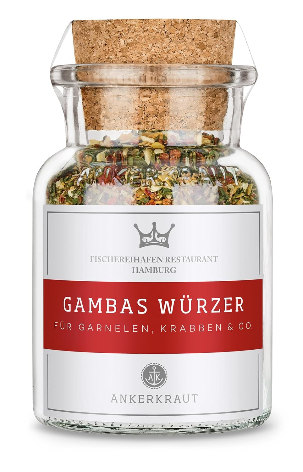 Ankerkraut x Fischereihafen Restaurant Gambas Würzer, Authentisches Gewürz for köstliche Gambas und Meeresfrüchte, Parfait pour la cuisine méditerranéenne, 80 g dans du verre de liège