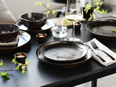 CreaTable, 21249, série Natura Organic RUSTY, service de table 12 pièces pour 4 personnes, service d'assiettes en porcelaine, passe au lave-vaisselle et au micro-ondes, fabriqué en Europe