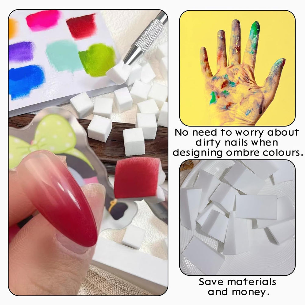 100 pièces Nail Art Schwamm Mit Metallgreifer, Éponge Pinceau Applicateur, Éponge Nagel Pinsel, Nageldesign Zubehör Schwammpinsel, Utiliser, Un Varavländ von Gradient Nail Art Patterns Zu Ersetlen