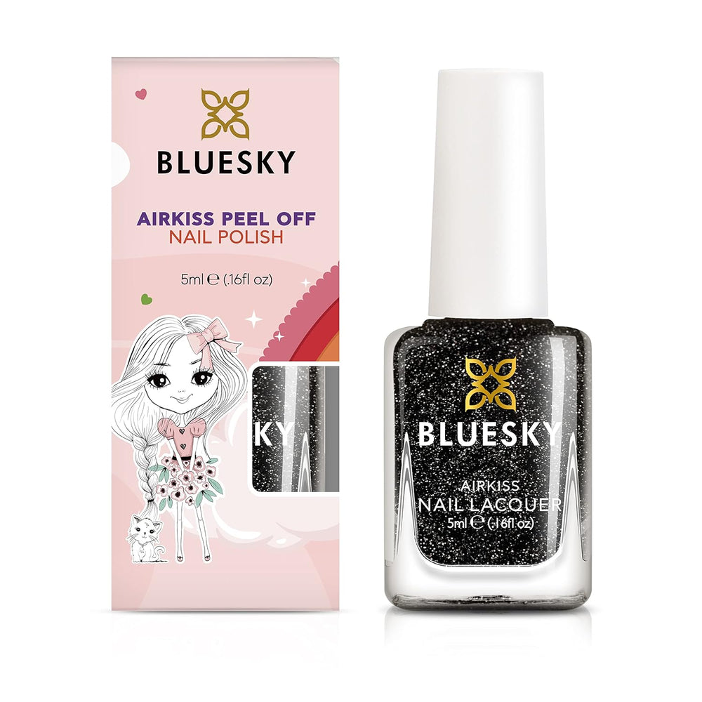 Bluesky Vernis à ongles pour enfants – Rockstar, paillettes noires, facile à enlever, non toxique, à base d'eau, sans odeur – Vernis à ongles gratuit pour enfants, 5 ml, lot de 1