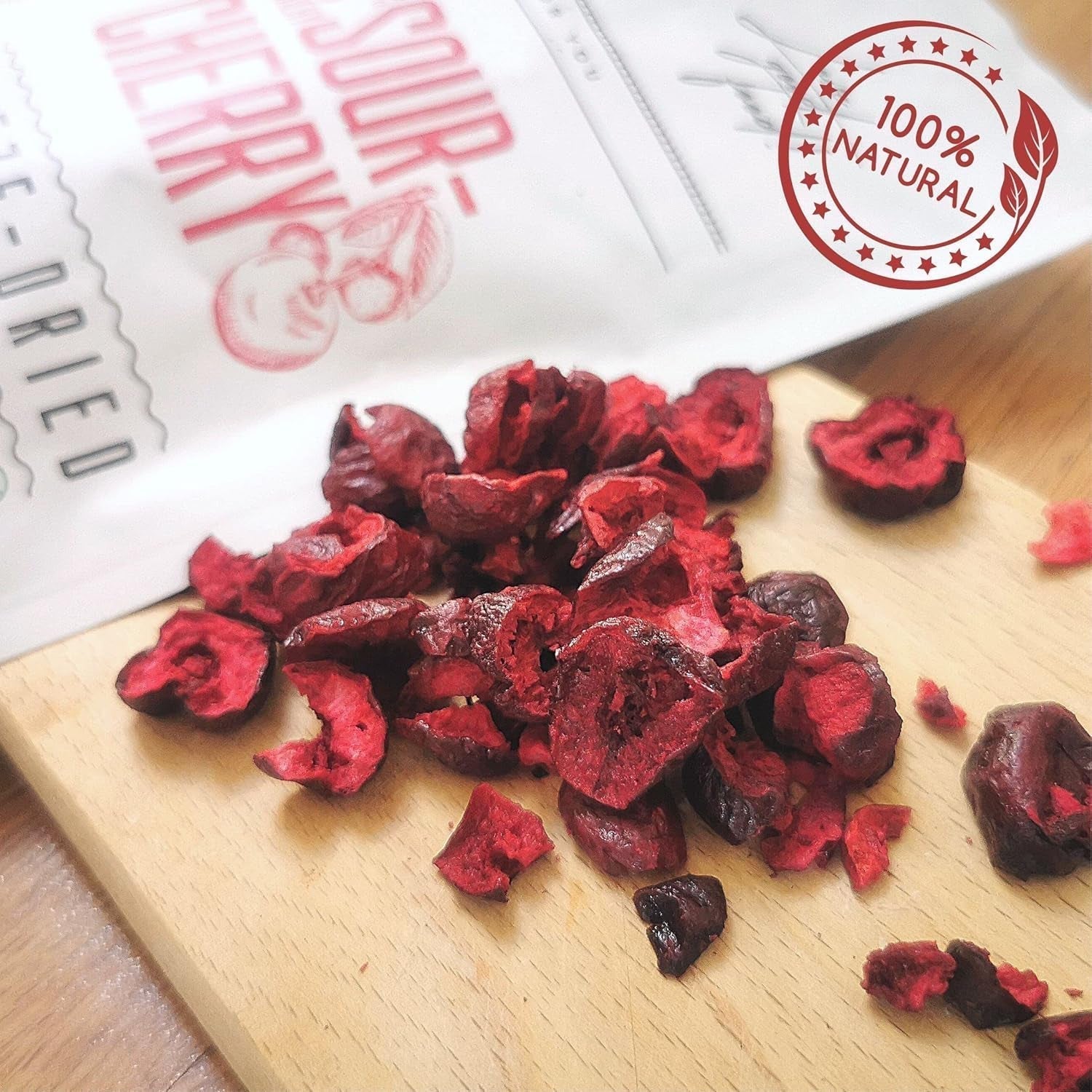 Cerises amères lyophilisées | Morceaux de fruits lyophilisés 100% naturels Fruits secs | Cerises amères séchées | Cerises amères lyophilisées | ZingyZoo Produits déshydratés Naty Shop