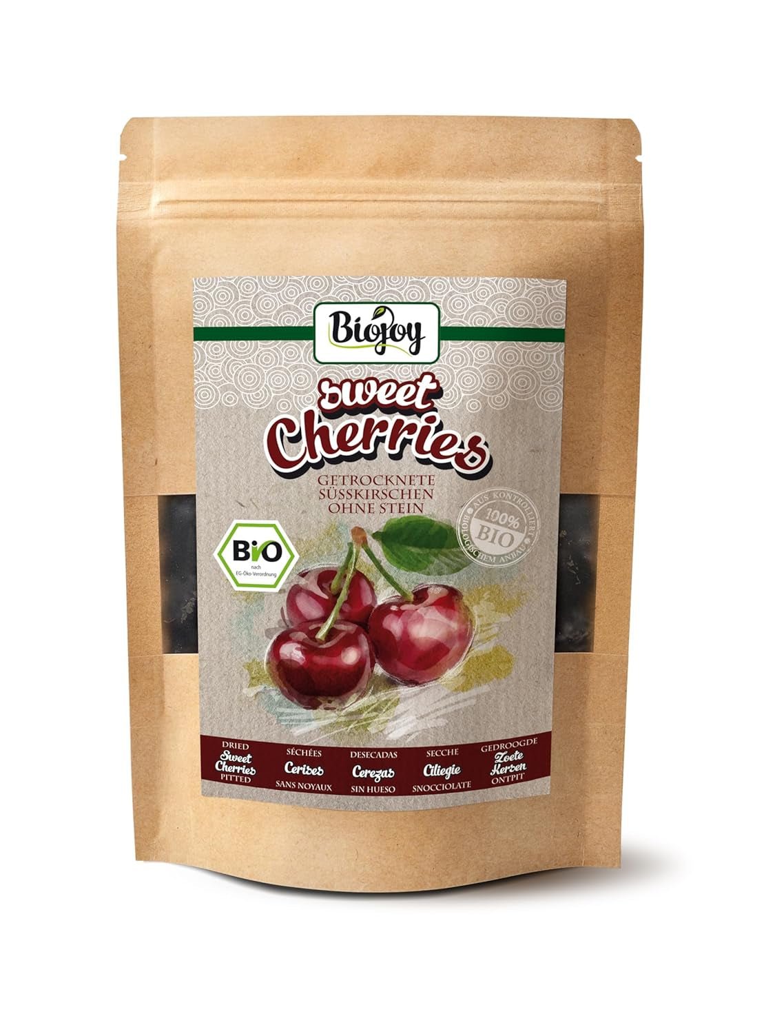 Cerises douces séchées bio Biojoy (500 g), dénoyautées et sans soufre Produits déshydratés Naty Shop 250 G