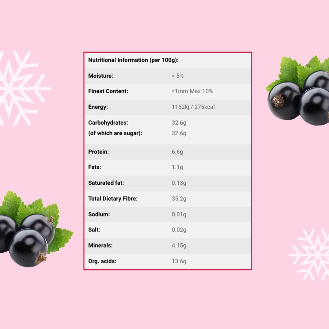 Cassis lyophilisés 250g - Fruits lyophilisés - Fruits secs lyophilisés - Cassis séchés pour pâtisserie, muesli, décoration gâteaux, desserts Produits déshydratés Naty Shop