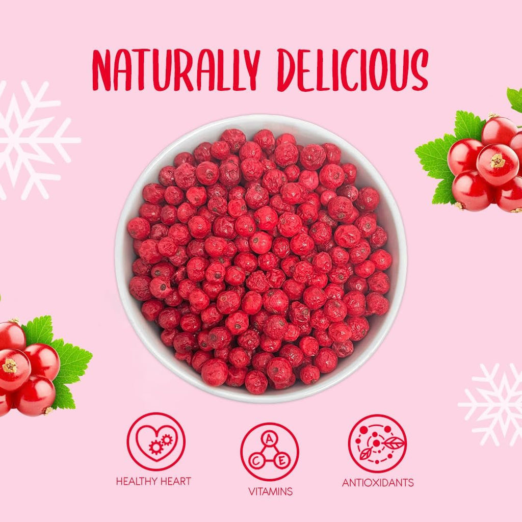 Coacăze roșii liofilizate întregi 100g - Fructe liofilizate - Fructe uscate liofilizate - Coacăze roșii pentru coacere, decorarea prăjiturilor, gustări, muesli, deserturi Produse deshidratate Naty Shop