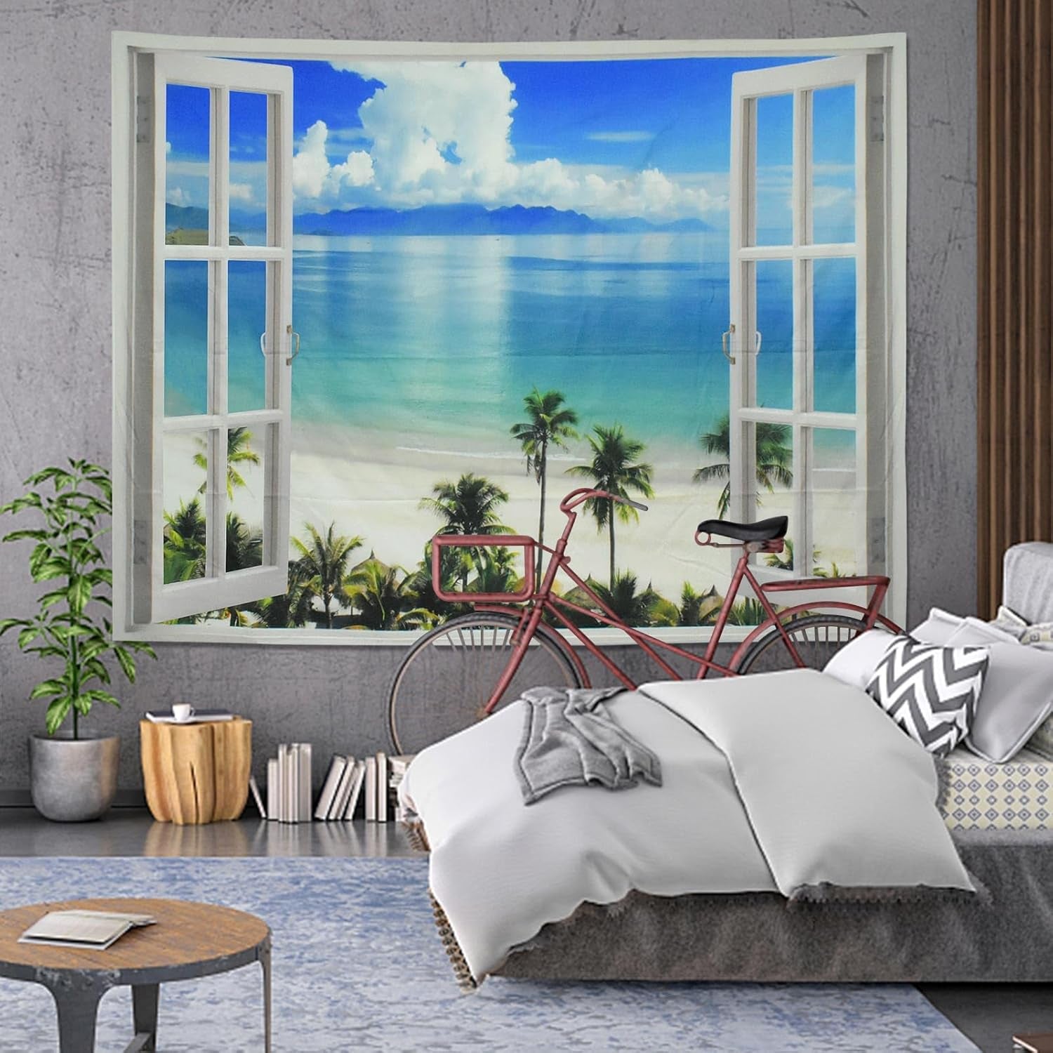 Covor tapiserie fereastra estetic poliester mare plaja Casa - Accesorii si Decoratiuni Naty Shop