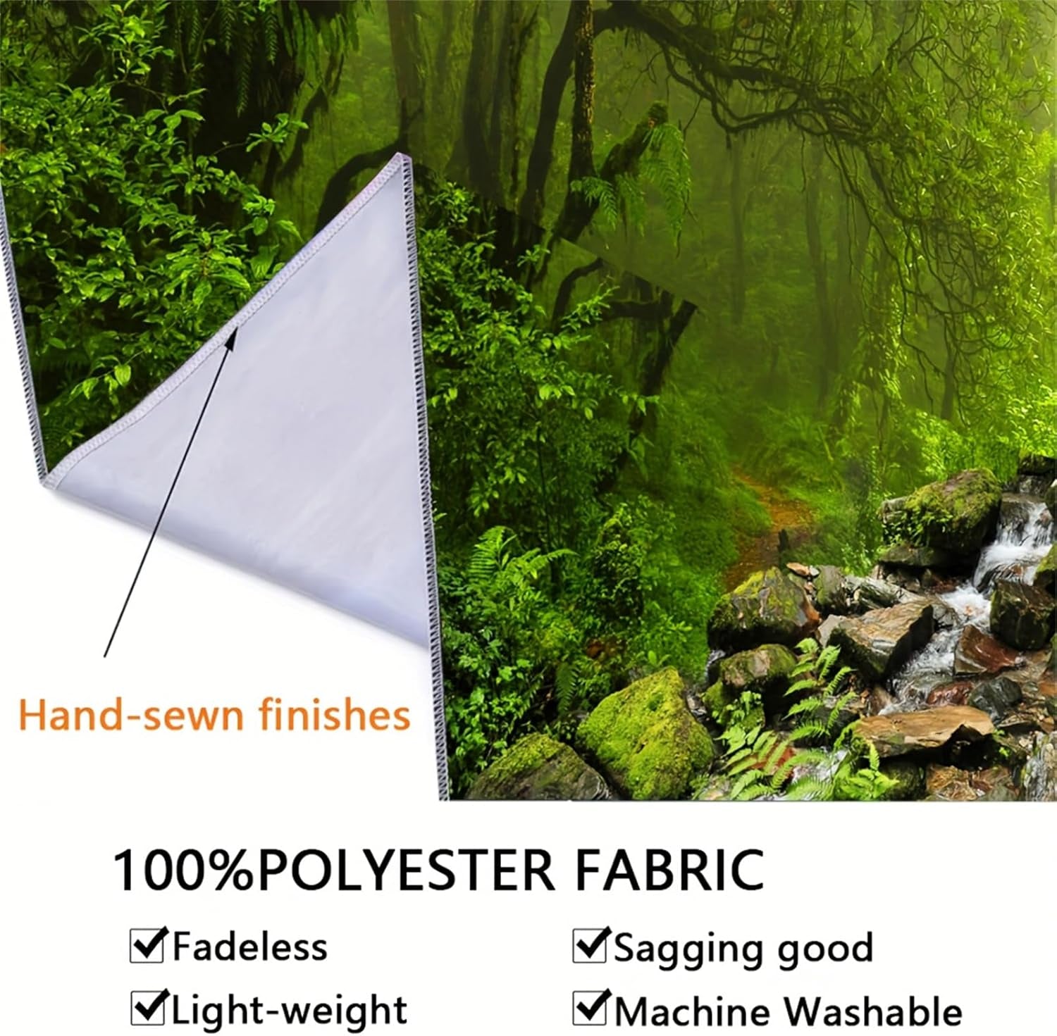 Tapis tapisserie forêt toile arbre cascade brouillard Accueil - Accessoires et Décorations Naty Shop