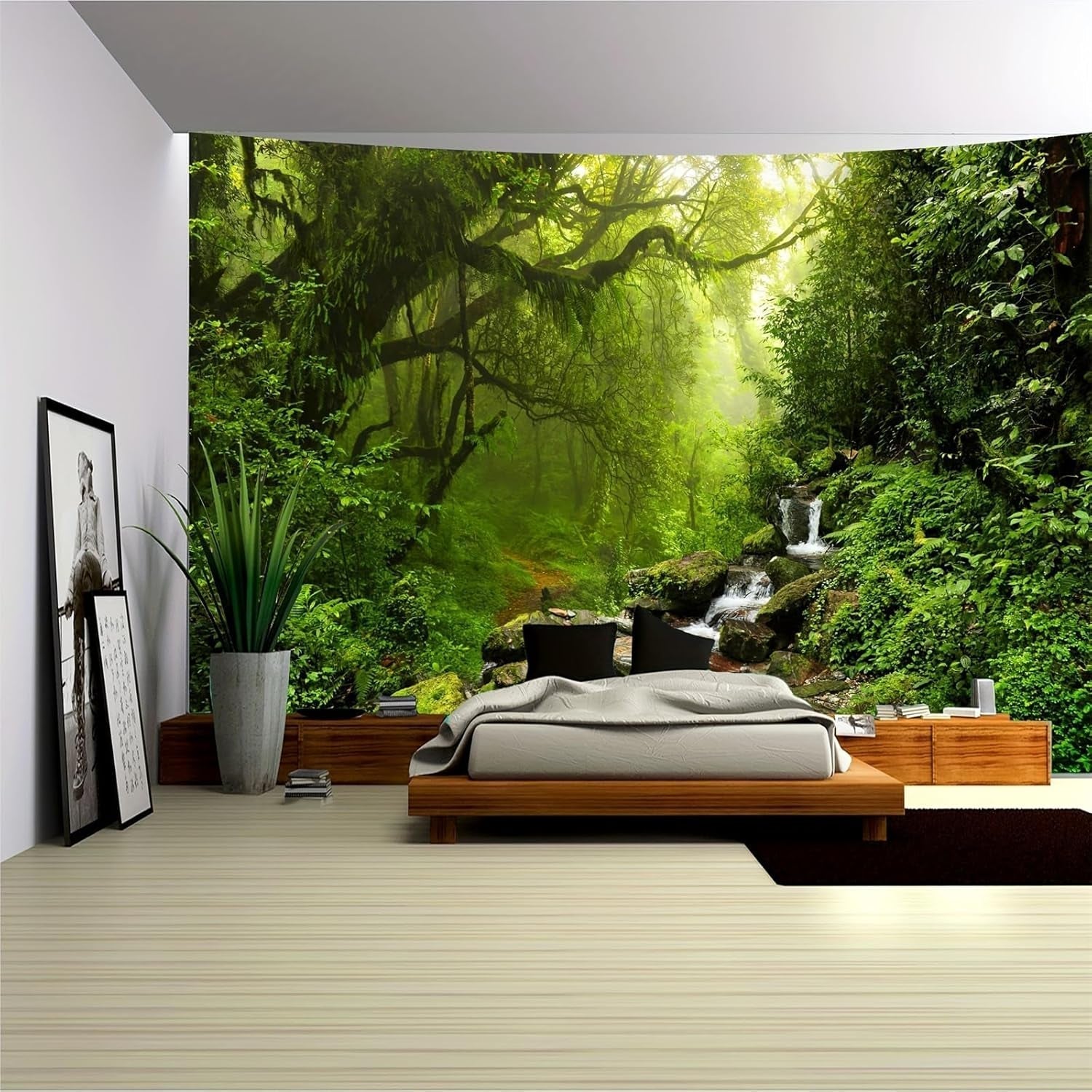 Tapis tapisserie forêt toile arbre cascade brouillard Maison - Accessoires et Décorations Naty Shop Salutations 230L X 180B Cm