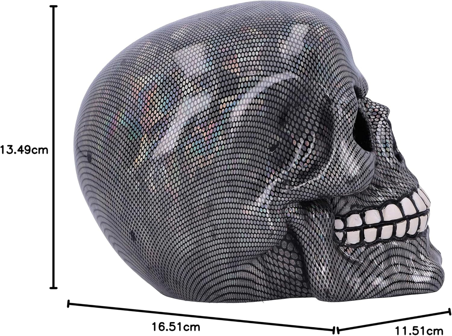 Crâne Résille Argent Holographique Ornement Crâne Résille Holographique Argent Argent 16,5 cm Statuettes et Sculptures Naty Shop