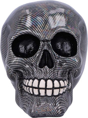 Crâne Résille Argent Holographique Ornement Crâne Résille Holographique Argent Argent 16,5 cm Statuettes et Sculptures Naty Shop