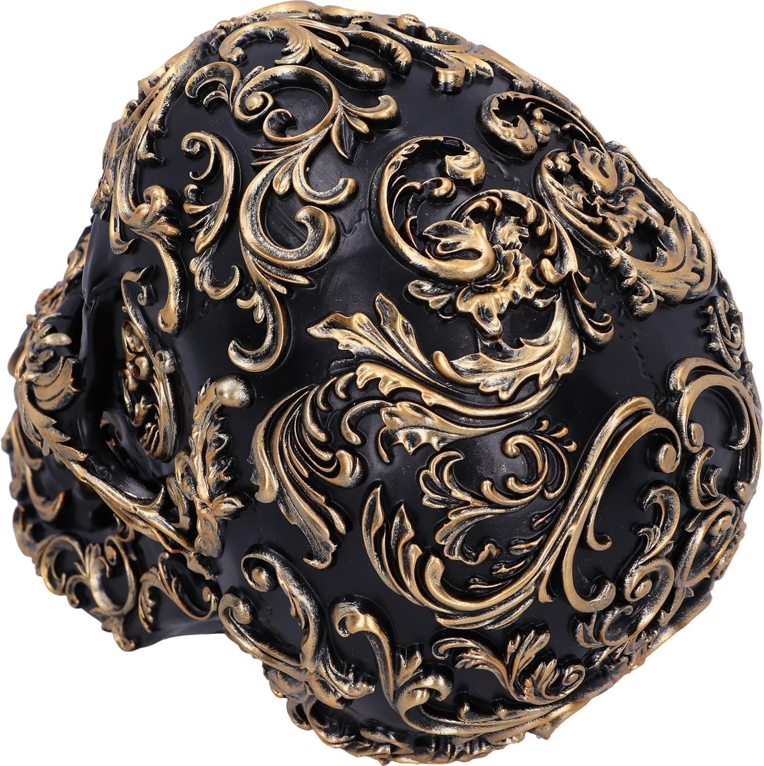 Crâne Renaissance, 19 cm, résine, noir et or, motif baroque doré, ornement crâne noir, décoration gothique, coulé dans la meilleure résine synthétique, peint à la main par des experts Statuettes et sculptures Naty Shop