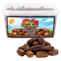 Dattes séchées Bite & Delight - Entières, séchées et naturelles - Bonbons aromatiques - Délicieuses et juteuses - Snack aux fruits prêt à consommer - Vegan - Sans sucre ajouté - 1250g Produits déshydratés Naty Shop 2500