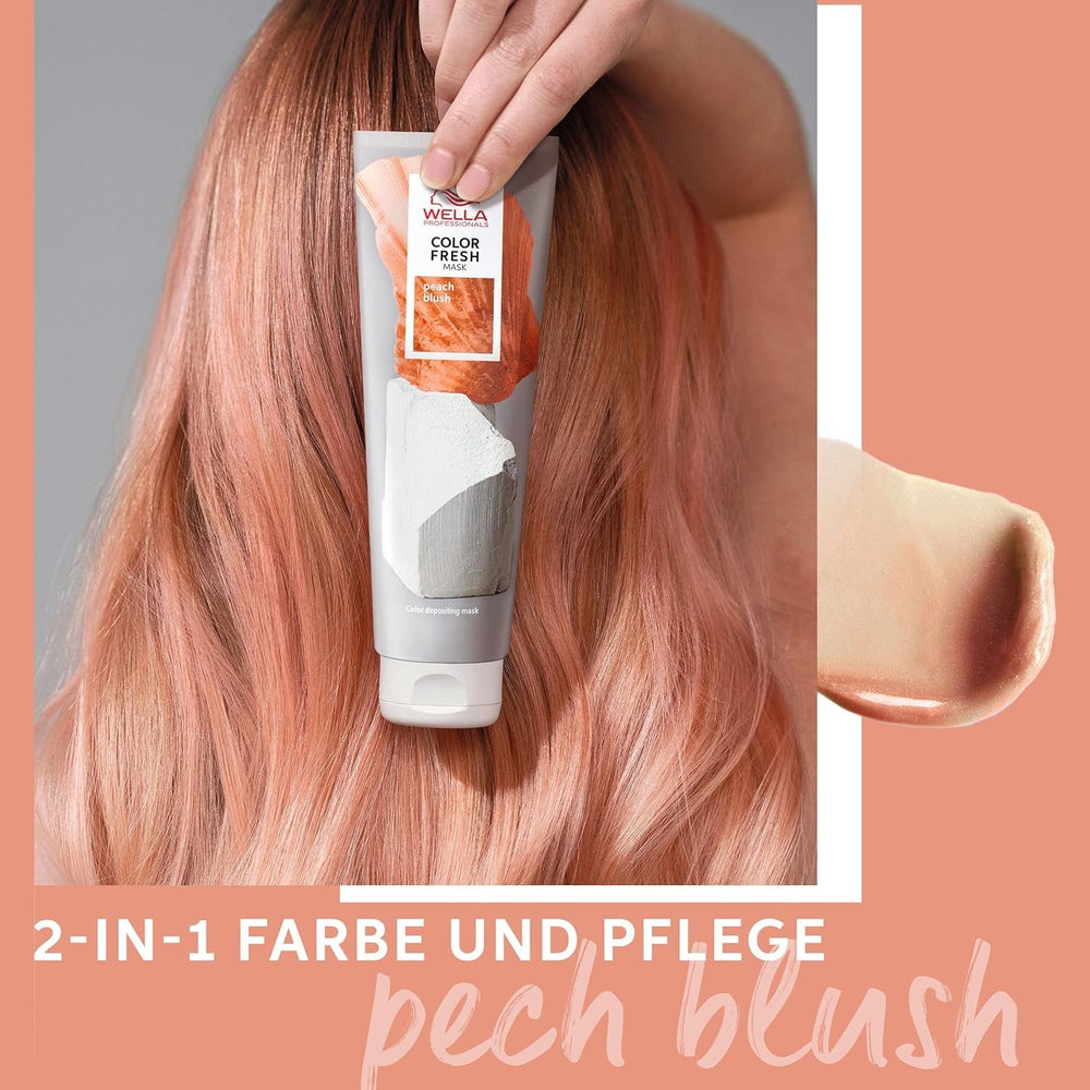 Wella Professionals Color Fresh Mask Peach Blush - tratament de păr pentru revitalizarea și schimbarea culorii părului - nuanță hrănitoare cu ulei de avocado - pentru păr blond și iluminat - 150 ml Masca de par Naty Shop