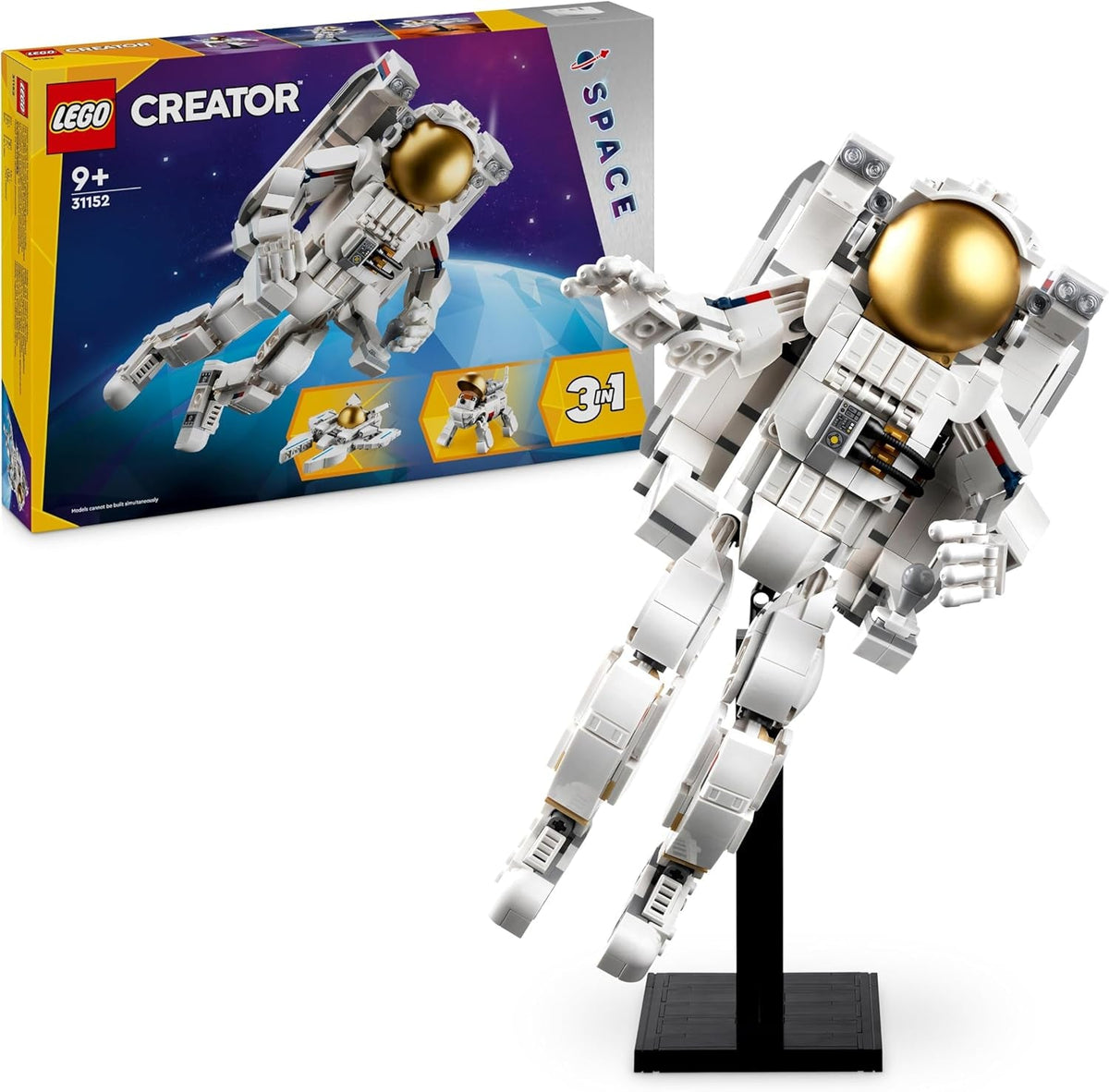 LEGO Creator Jouet d'astronaute spatial 3 en 1, kit de modèle de chien et de vaisseau spatial pour enfants, décorations de maternelle, cadeau créatif pour garçons et filles de 9 ans 31152 Ensembles de construction Besuche den LEGO-Store Single