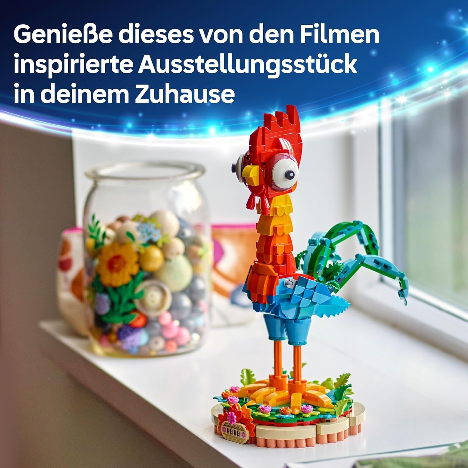 LEGO ǀ Disney Vaiana 2 : Heihei Spielzeug - Figurine animale pour jouer et exposer avec tête rotative, ailes et plumes de queue mobiles et support - Cadeau pour les filles à partir de 9 ans - 43272