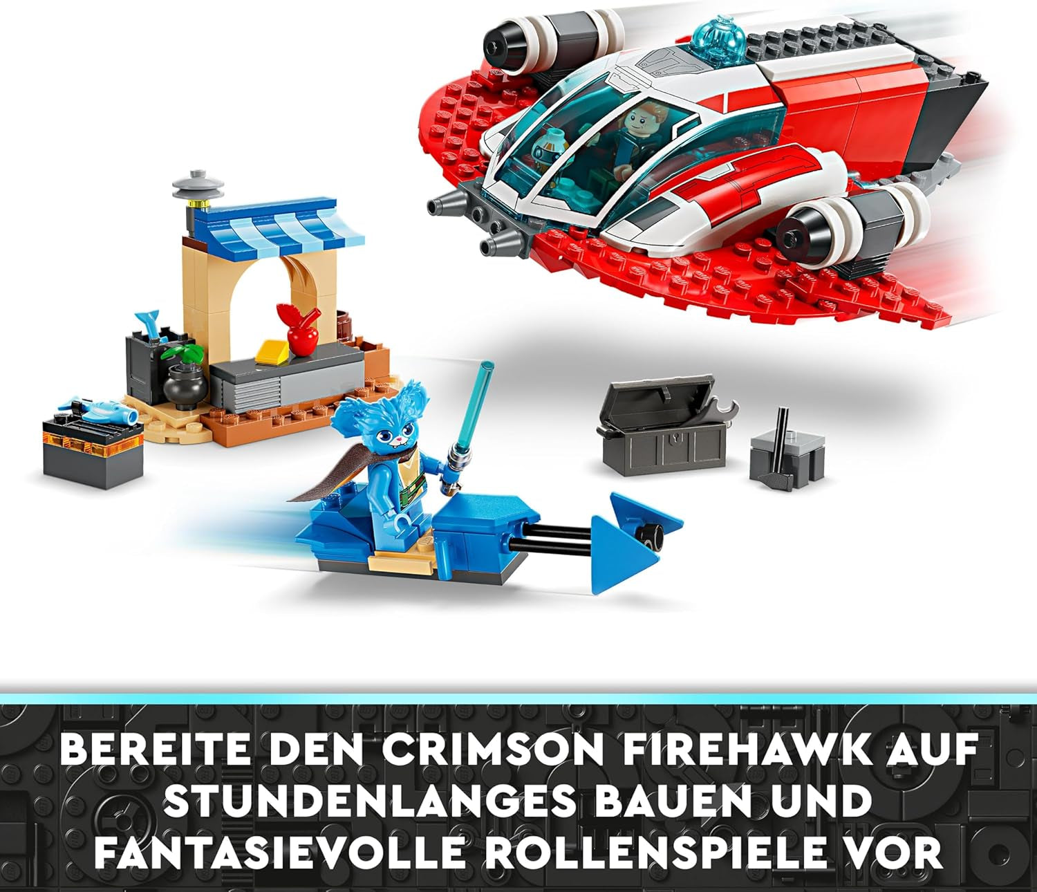 LEGO Star Wars : Les aventures du jeune Jedi Crimson Firehawk, coffret de démarrage pour enfants avec vaisseau spatial à construire, speeder bike et 3 figurines, cadeau pour garçons et filles de 4 ans 75384 Ensembles de construction Besuche den LEGO-Store