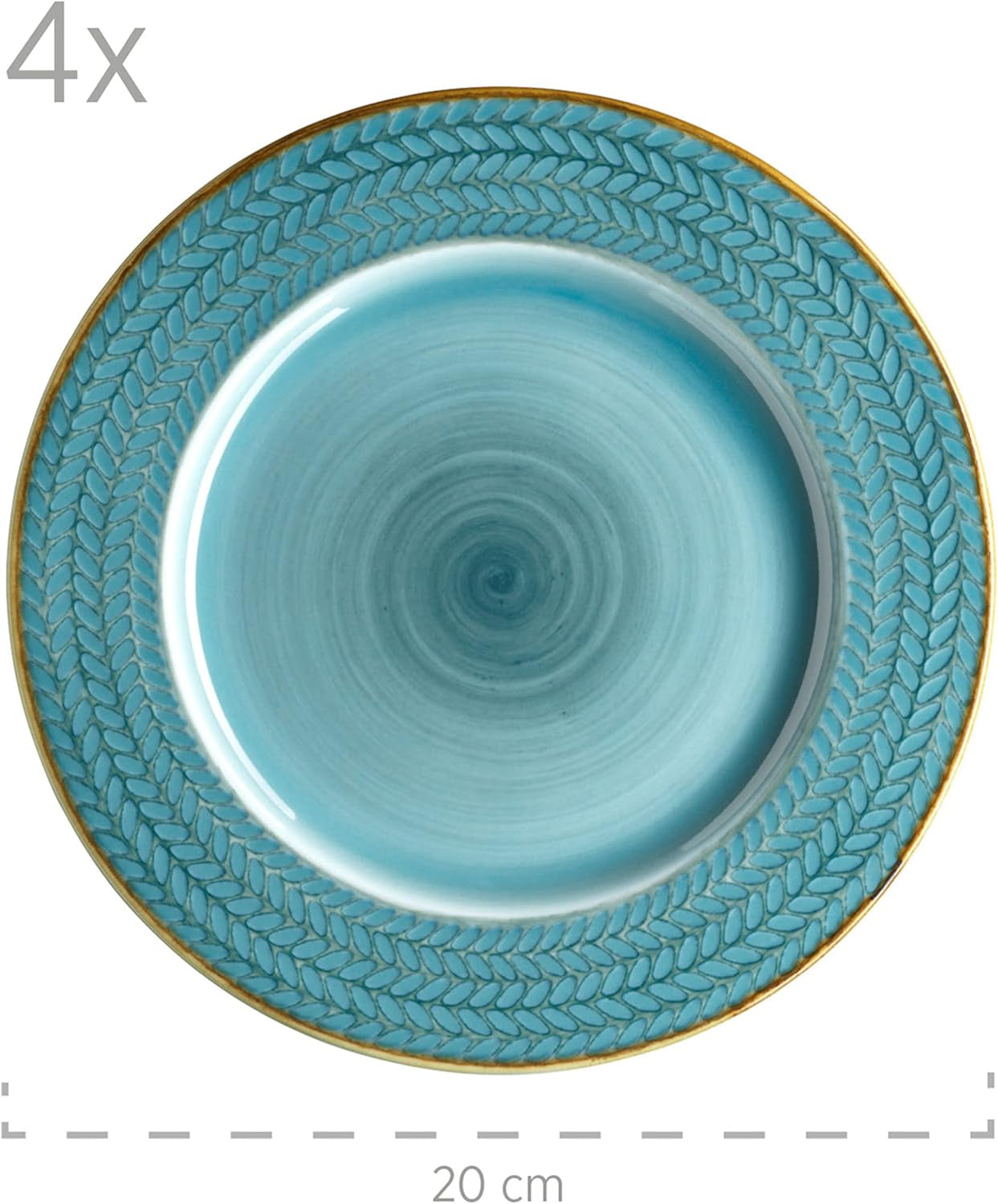 Prospero Service à café haut de gamme pour 4 personnes, qualité restaurant, service à café moderne 12 pièces dans un style vintage unique, porcelaine durable, bleu