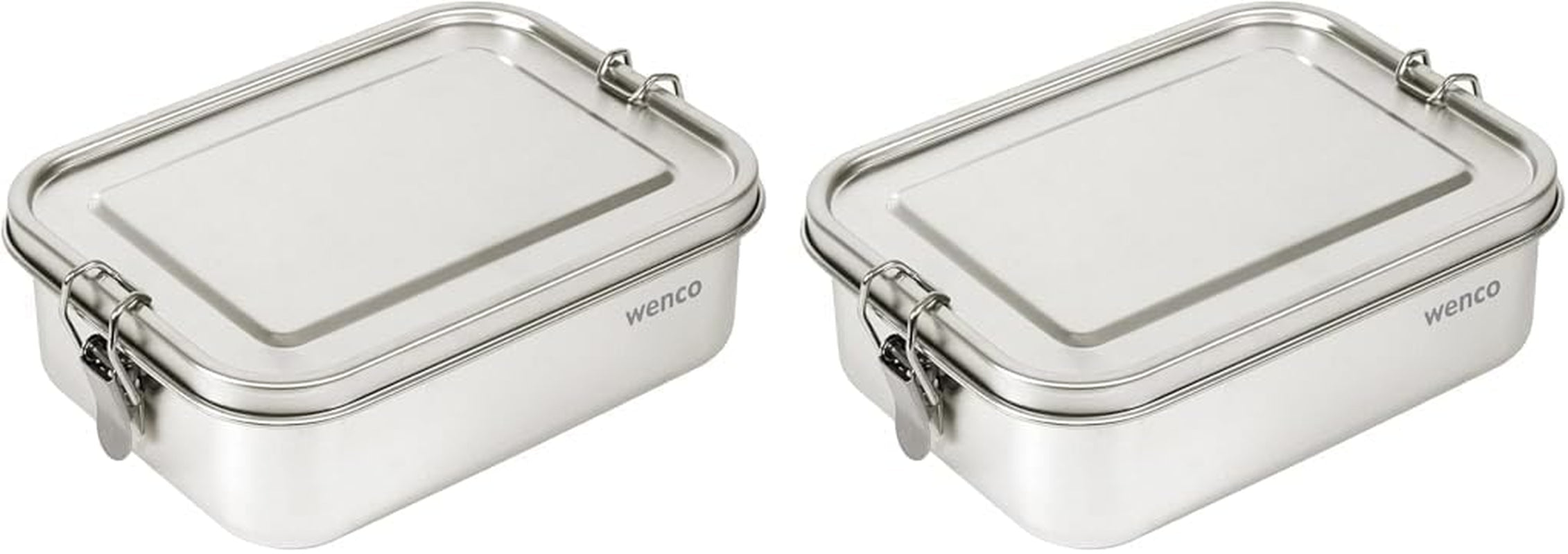 Wenco Boîte à lunch en acier inoxydable 2 compartiments Grande capacité 850 ml Boîte à lunch Étanche Passe au lave-vaisselle Comprenant un anneau en silicone de remplacement 18,5 x 14 x 5,5 cm Argent (2 paquets) Naty Shop Boîtes de conservation des aliments 850 ml (2 paquets)