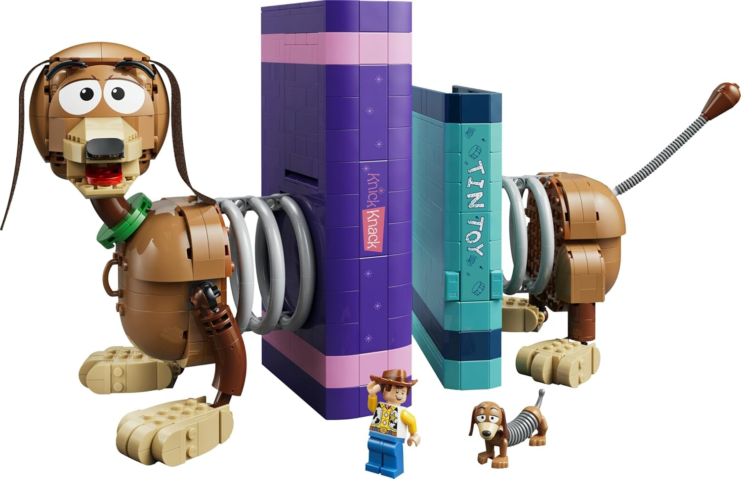 LEGO ǀ Disney and Pixar Toy Story: Slinky-Buchstützen - Bücherregal-Deko Bauset für Erwachsene - inkl. Woody Minifigur & Dackelfigur - Nostalgisches Geschenk für Fans - 43301